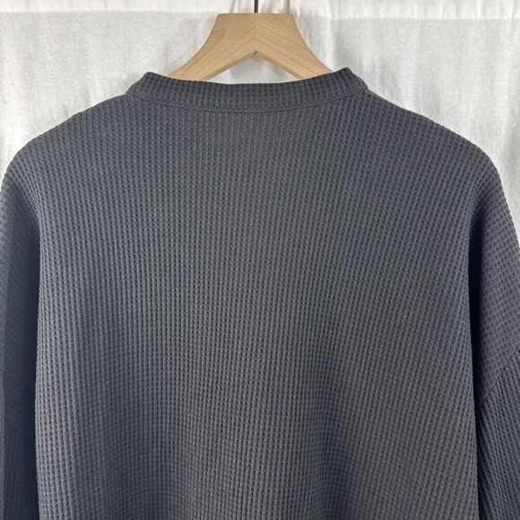 Chouyatou Black Waffleknit Oversized Button Up Shirt Jacket Lounge Womens L - Picture 12 of 13